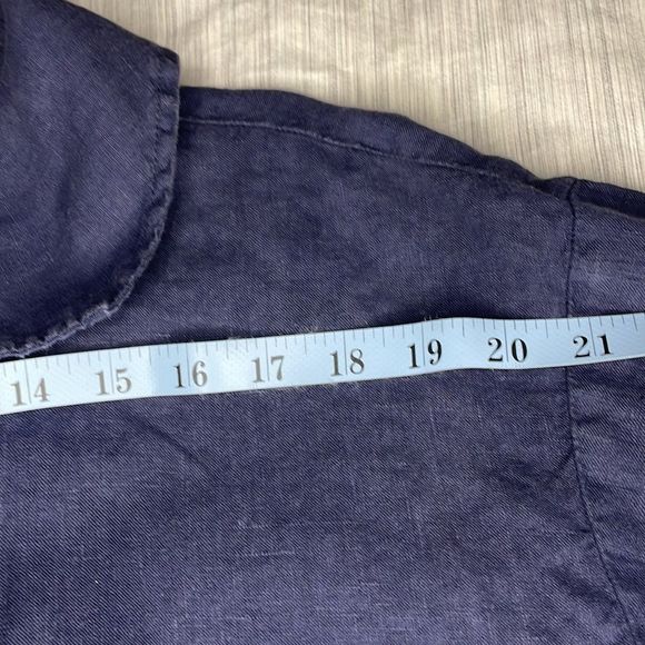 RUSS BERENS MALIBU linen long sleeve button down shirt in a washed navy - Picture 11 of 12